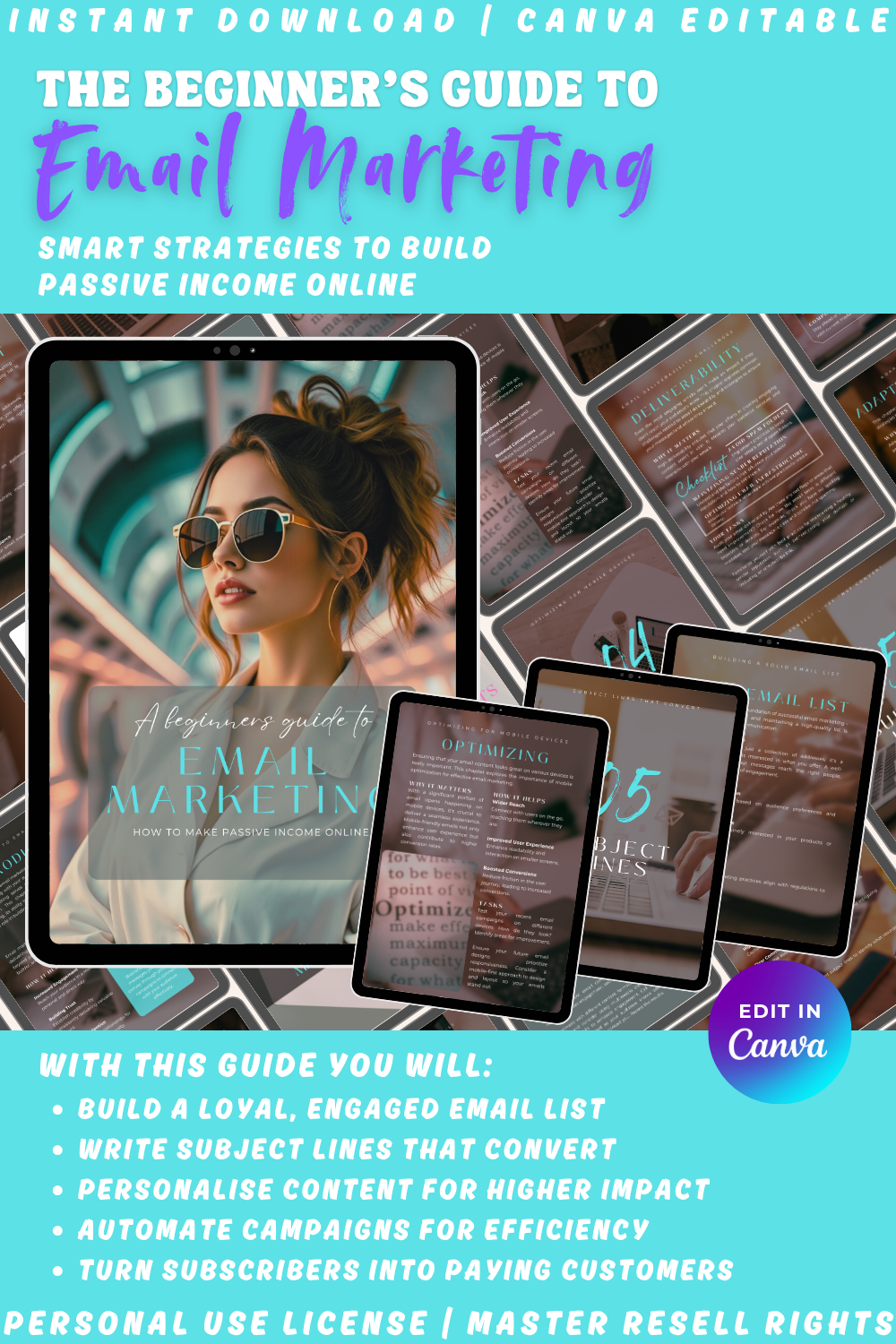 The perfect guide to Email marketing. A beginner's guide to earning passive income online. Available in personal use license and master resell rights. 