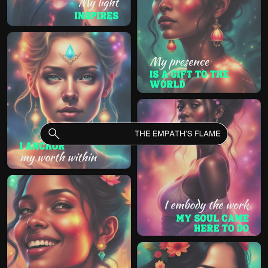 Video showcasing previews of the empath's flame affirmation cards.