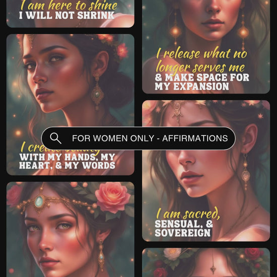 Video showcasing previews of the affirmation cards in the deck "For women only - muse cards - to realise your magic" For the divine feminine within.