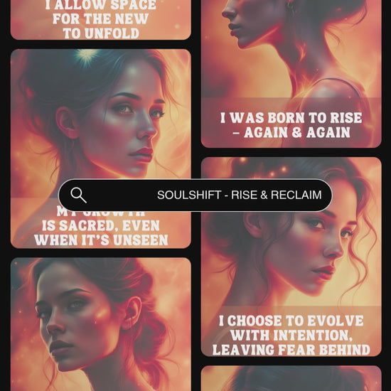 Video showcasing previews of "Rise & Reclaim" affirmation cards. 