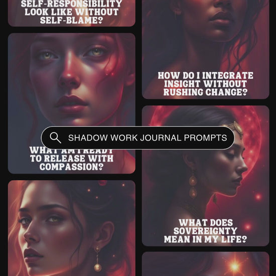 Video showcasing previews of the cards from the journal prompts card deck Into the shadow - integration, reclaiming and sovereignty. 