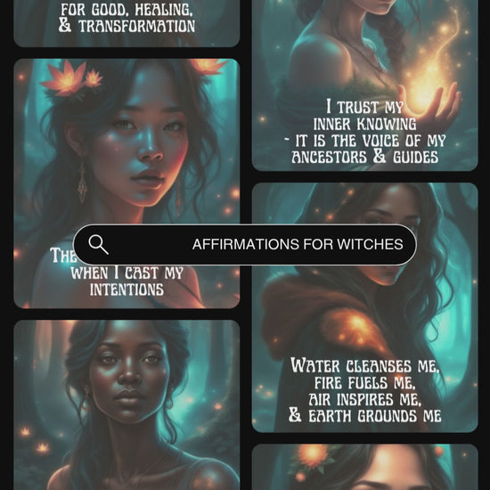 Video showcasing "Witches affirmations" card deck. 