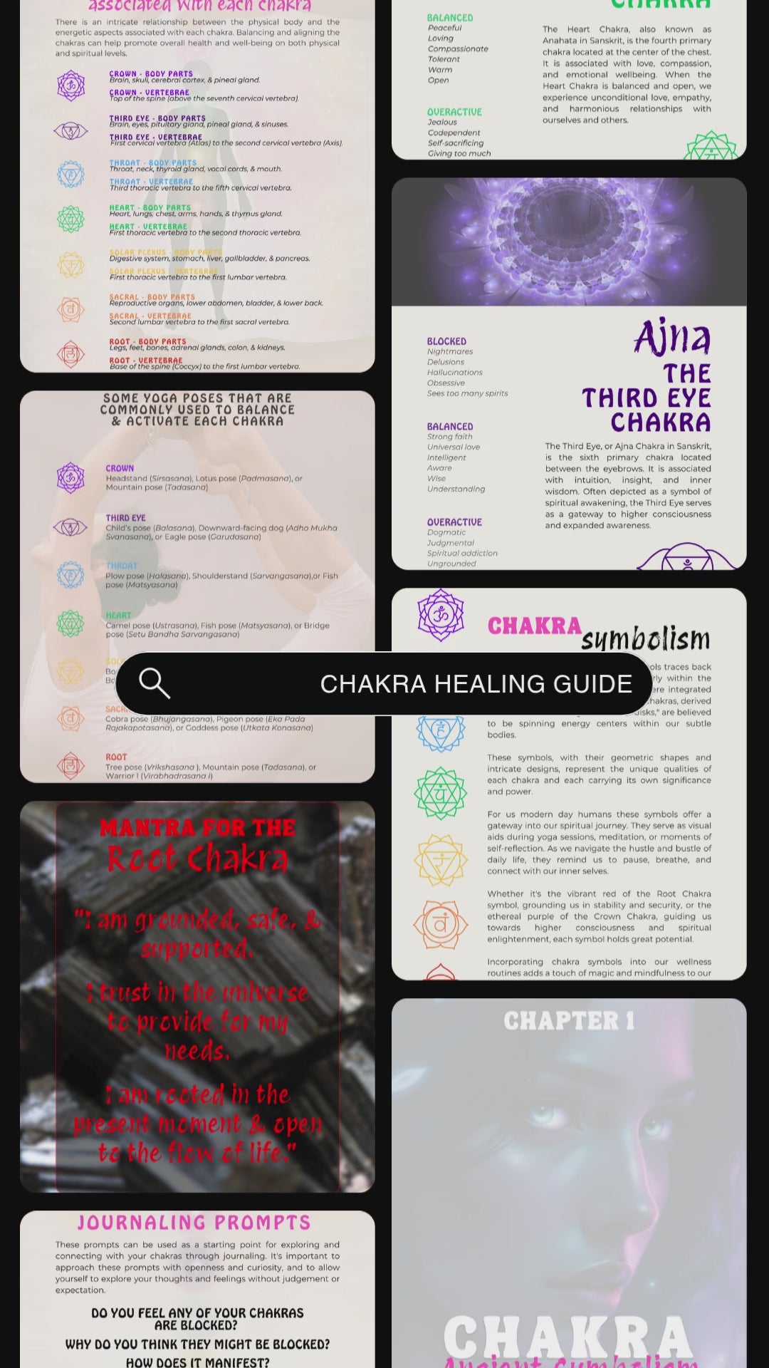 Video showcasing previews of the "Chakra healing - your guide to energy work".