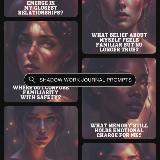 Vide showcasing previews of the cards in the journal prompts deck "into the shadow - awareness & inner reflection"