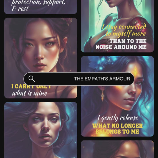 Video showcasing previews of the cards from the affirmation deck The empath's armour from the collection empath rising.