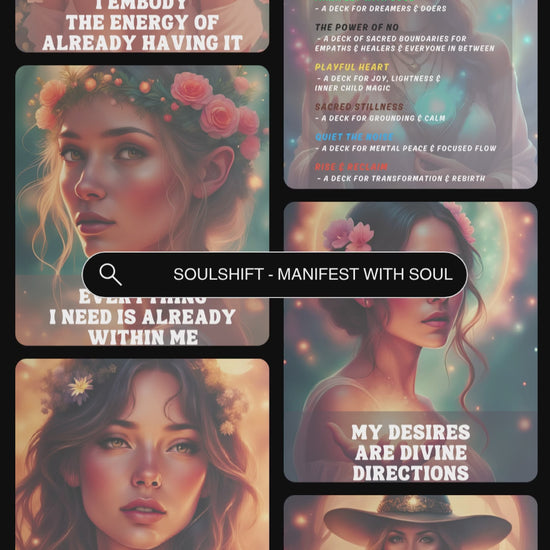 video showcasing previews of the affirmation cards from the Manifest with soul deck. A part of the soulshift collection.