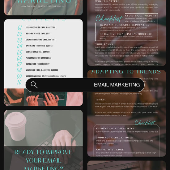 video showcasing previews of "A beginner's guide to email marketing - how to make passive income online"