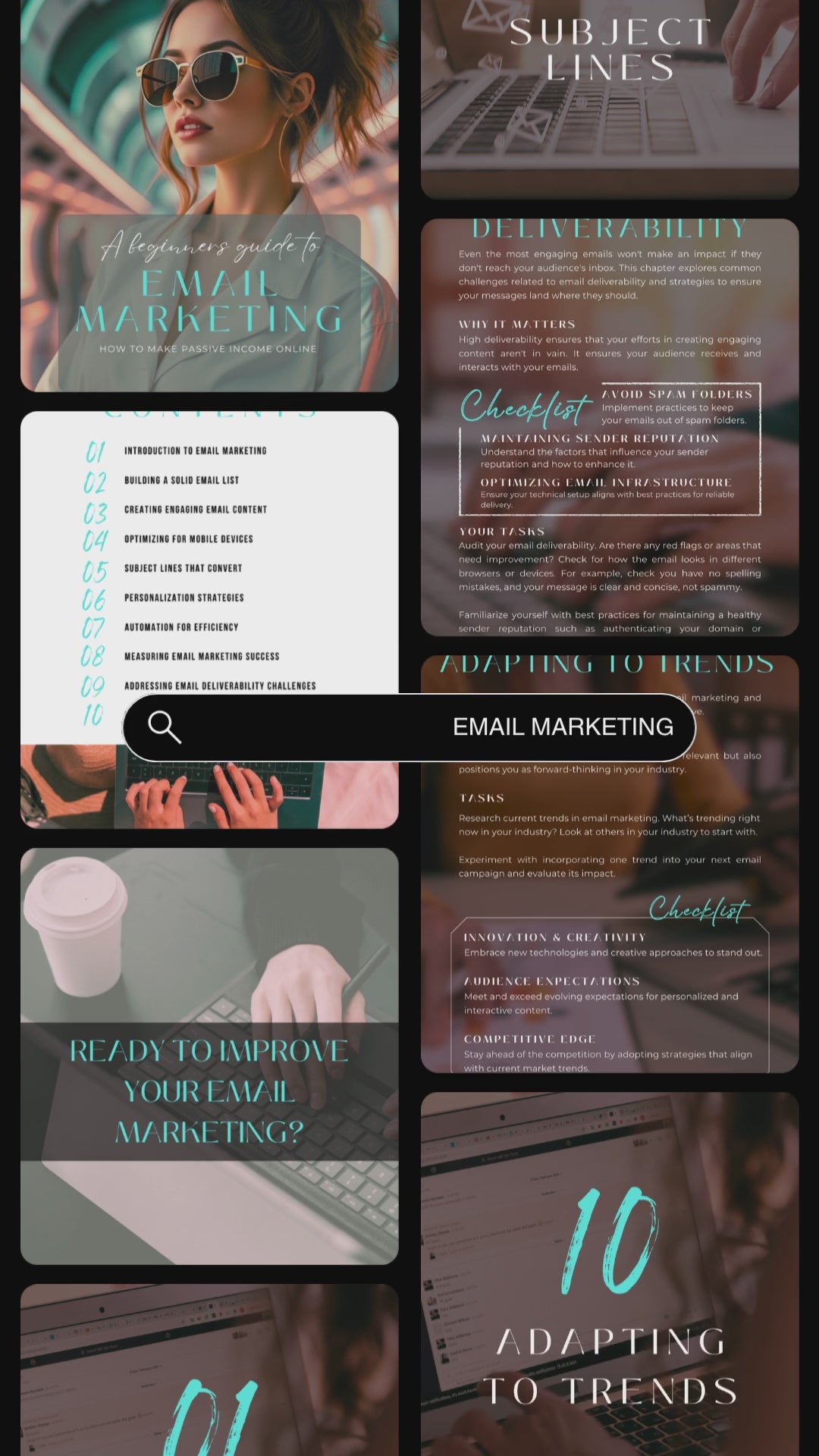 video showcasing previews of "A beginner's guide to email marketing - how to make passive income online"