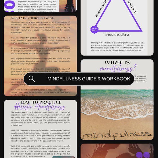 Video showcasing previews of the healing guide and workbook "Mindfulness - how to truly be present".