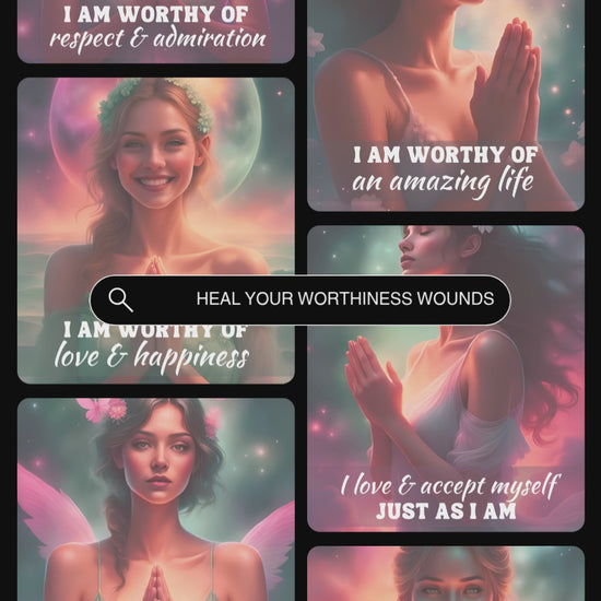 Video showcasing previews of the affirmation card deck "Heal your worthiness wounds"