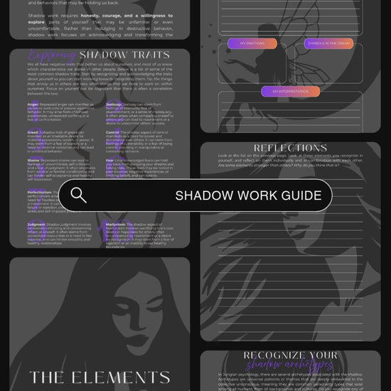 Video showcasing previews of the Shadow work guide and journal. Available in personal use license and master resell rights. 